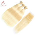 Factory Price Remy Virgin 613 Blonde Human Hair Weave with Closure